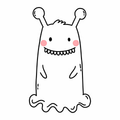 Cute funny monster. Vector doodle illustration. Children coloring book.