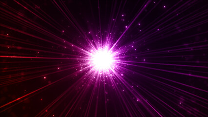 発光している鋭い集中線　ネオン　宇宙　グロー パーティクル　レンズフレア © sunafe