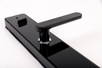 A metal Intelligent lock  made of black paint is locked on a white background