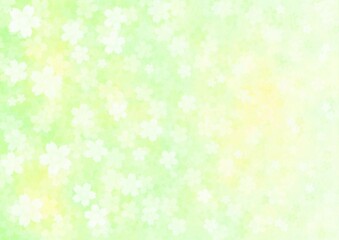 一面に花が咲く黄緑の背景イラスト