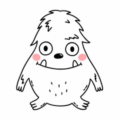 Cute funny monster. Vector doodle illustration. Children coloring book.