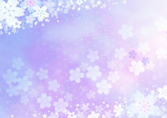 一面に花が咲く青紫の背景イラスト