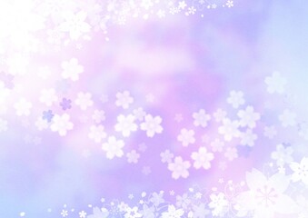 Fototapeta na wymiar 一面に花が咲く青紫の背景イラスト