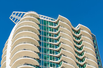 Facade detail of a modern high-rise apartment building