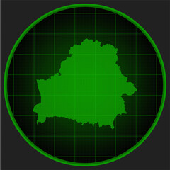 Template vector map outline Belarus on radar