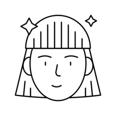 woman after keratin used line icon vector illustration