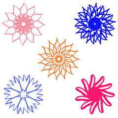 Set of 5 contour flowers