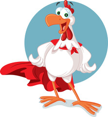 Superhero Rooster Mascot Wearing a Red Cape Vector Cartoon