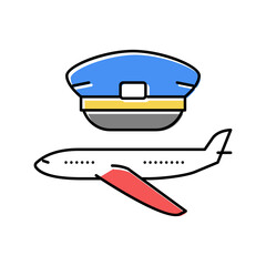 commercial aviation flight school color icon vector illustration