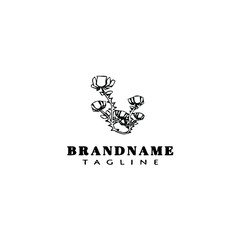 flower logo cartoon icon design template black isolated vector illustration