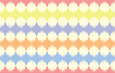 Beautiful ethnic ikat art. Seamless pattern in tribal, folk embroidery, and strip pastel Aztec chevron art ornament print. Design for carpet, wallpaper, clothing, wrapping, fabric, cover.