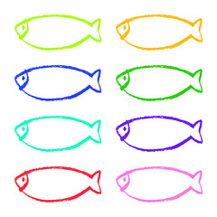 색연필 손그림 라벨 2103(B)_물고기, 생선