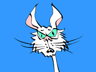 Illustration of an angry white cat