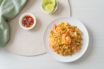 fried shrimps fried rice on plate