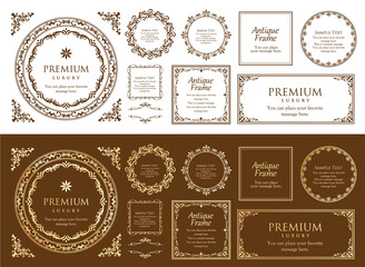 アンティークなフレームセット。装飾デザイン。流行りのあしらい