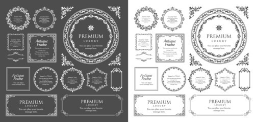 アンティークなフレームセット。装飾デザイン。流行りのあしらい