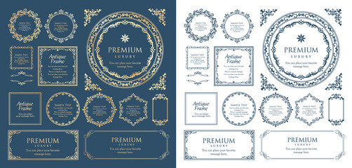 アンティークなフレームセット。装飾デザイン。流行りのあしらい
