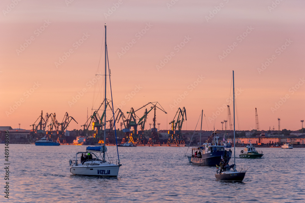 Sticker The Aquatory of the port of Klaipeda, Lithuania during vessels, yachts and boats parade