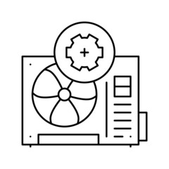conditioner block working process line icon vector illustration