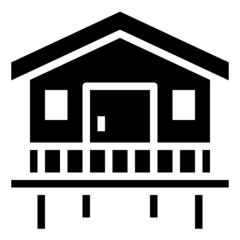 STILT HOUSE glyph icon,linear,outline,graphic,illustration