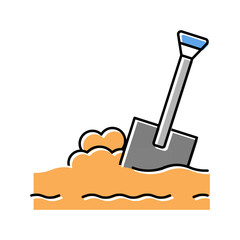 shovel in ground color icon vector isolated illustration