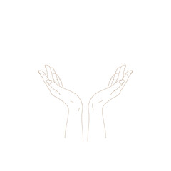 Line art Hands with heart, Black and white icon