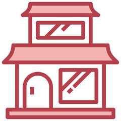 HOUSE red line icon,linear,outline,graphic,illustration