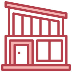 MODERN HOUSE red line icon,linear,outline,graphic,illustration