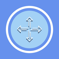 Obraz premium Four arrows point out from the center. Outward directions icon. Symbol arrows vector. Vector ilustration on blue background 