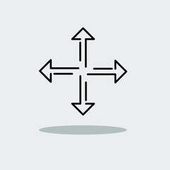 Four arrows point out from the center. Outward directions icon. Symbol arrows vector. Vector ilustration on gray background
