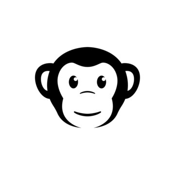 Cute monkey face vector illustration on white background