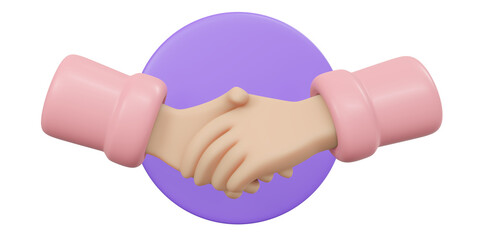 3D Rendering of handshake sign isolate on white background. 3D Render illustration cartoon style.