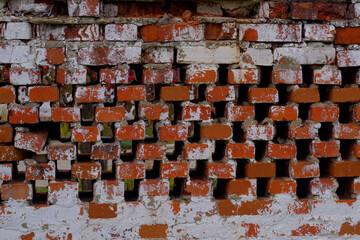 The texture of the old brick wall. 