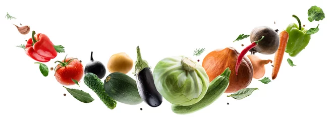 Crédence de cuisine en verre imprimé Légumes frais Large set of isolated vegetables on a white background