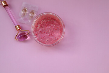 Cosmetic products for face care. Natural organic beauty product concept.