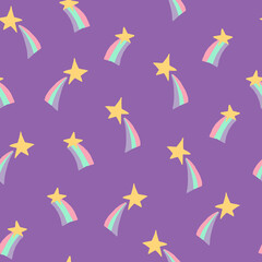 star, rainbow seamless pattern hand drawn. vector. wallpaper, wrapping paper, textile, background. fairy tale, nursery, pastel, cute.