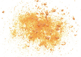 Parmesan cheese powder on white background