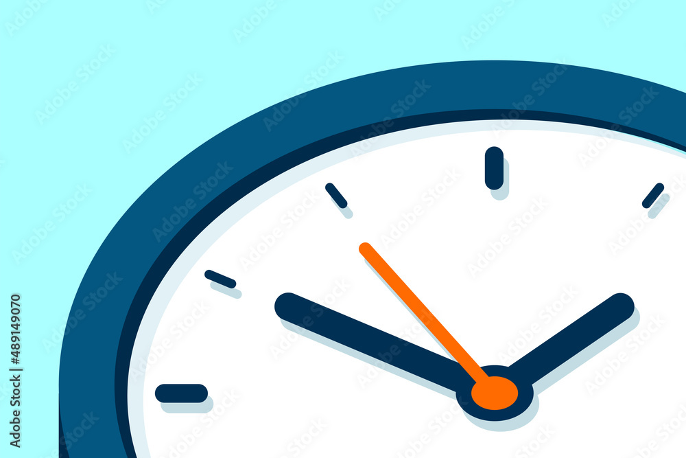 Poster clock icon in flat style, timer on color background. business watch. vector design element for you p