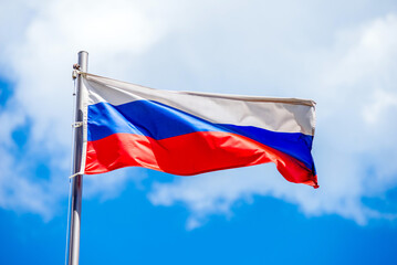 Russia,flag of Russia,  flag, icon, symbol, banner, flagpole, matter, wave, wavy, wind, national, nation, patriotism, sky, blue, country, emblem