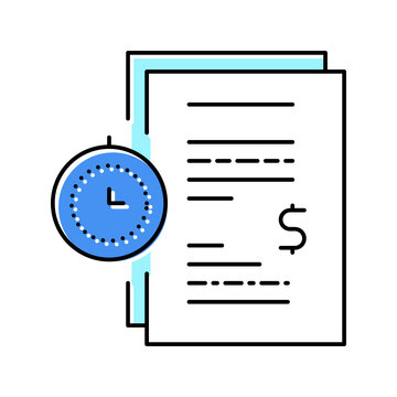 forfeit for time late agreement color icon vector illustration