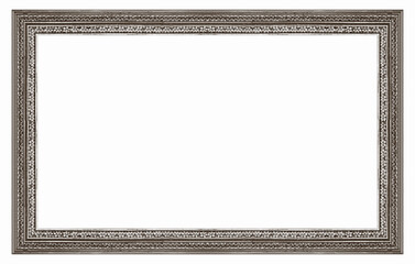 Silver frame for paintings, mirrors or photo isolated on white background. Design element with clipping path