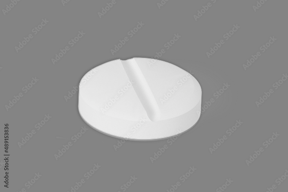 Poster blank white round pill isolated on white background with clipping path. 3d rendering.