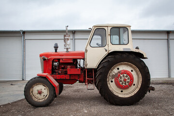 Old red russian tractor