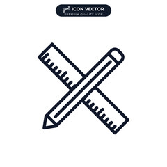 pencil and ruler icon symbol template for graphic and web design collection logo vector illustration