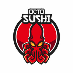 Octopus sushi japanese restaurant icon mascot logo