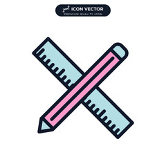 pencil and ruler icon symbol template for graphic and web design collection logo vector illustration