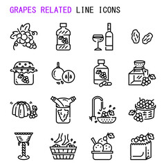 Grapes related line icons