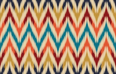 Ethnic abstract ikat art. Seamless pattern in tribal, folk embroidery, and Mexican style. Aztec chevron art ornament print.Design for carpet, wallpaper, clothing, wrapping, fabric, cover, textile