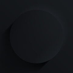 Flat black circle on a dark background, vector object