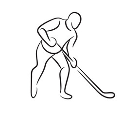 hockey player hand drawn line illustration